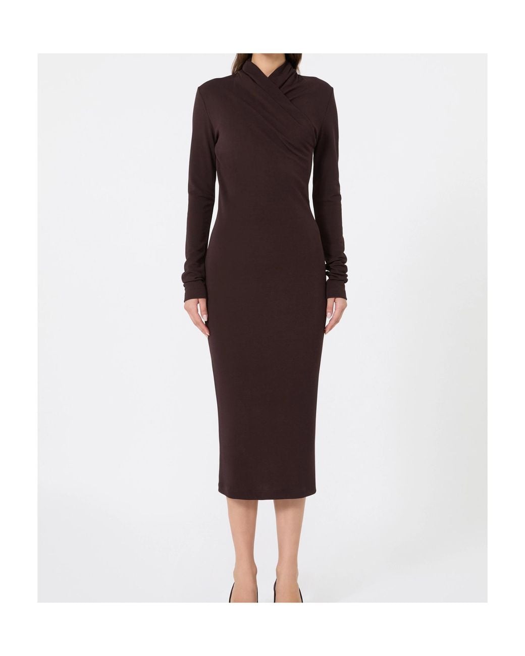 Max Mara Brown Slim Fluid Jersey Dress