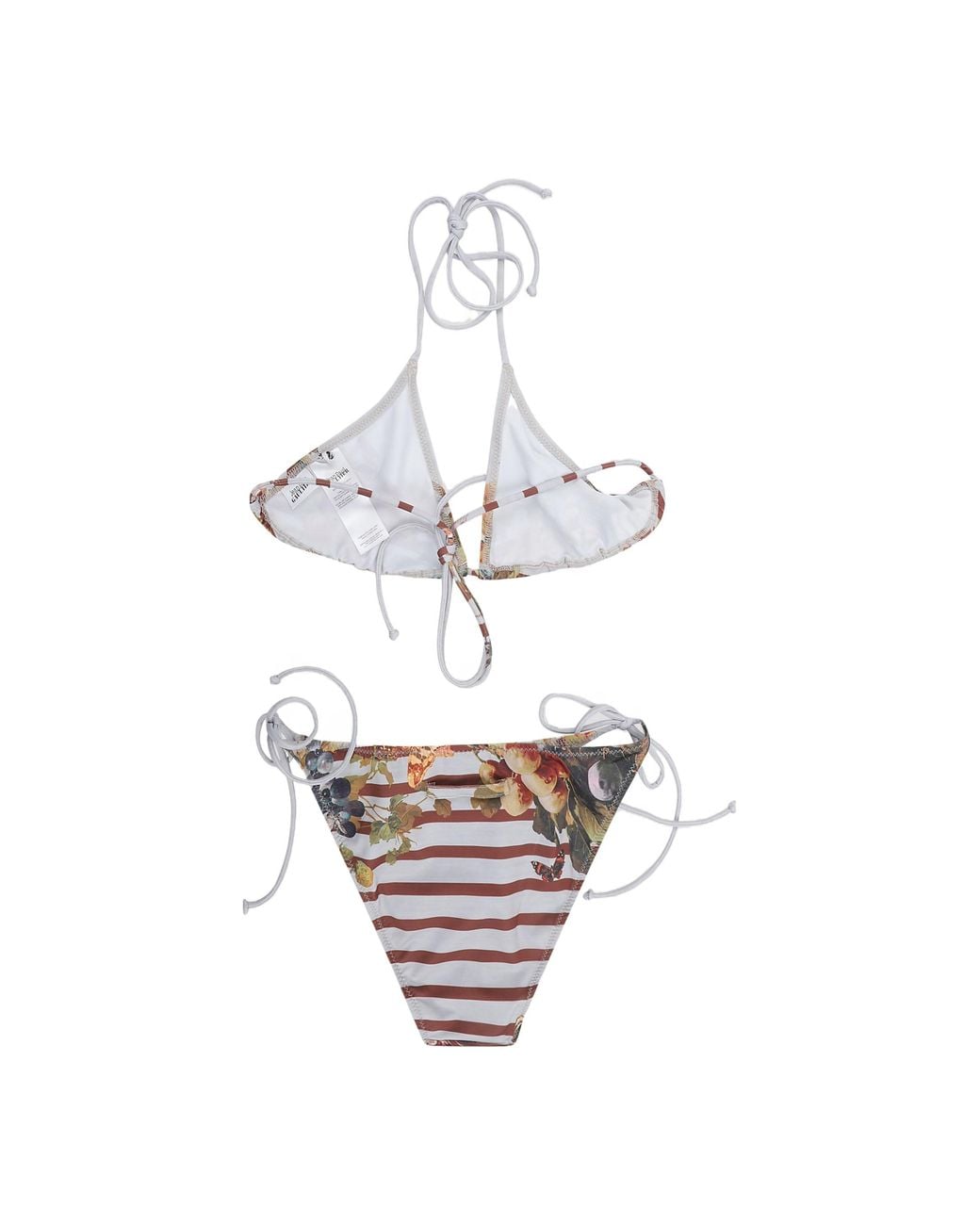 Jean Paul Gaultier White Printed String Bikini Set
