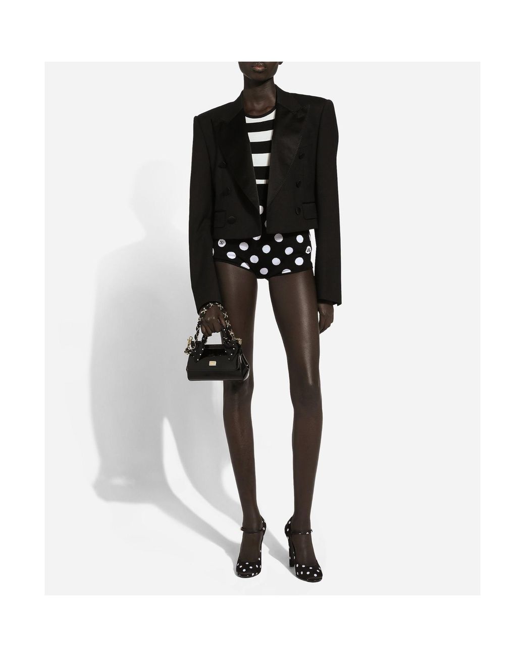 Dolce & Gabbana Black Dolce Gabbana Double Breasted Cropped Jacket