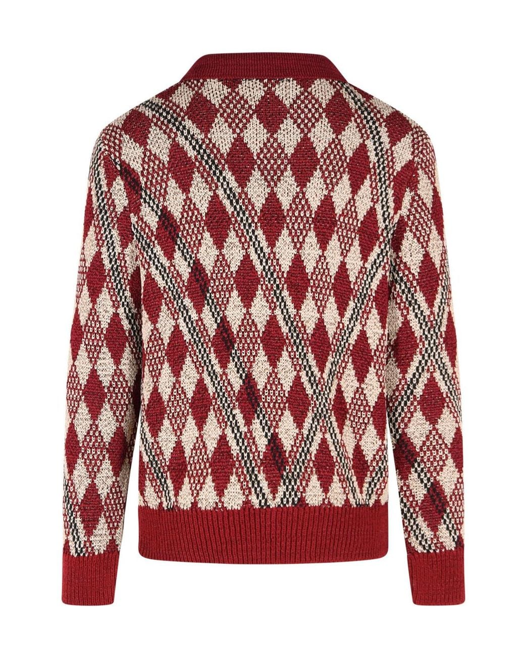 Dries Van Noten Red Long-Sleeved V-Neck Jumper for men