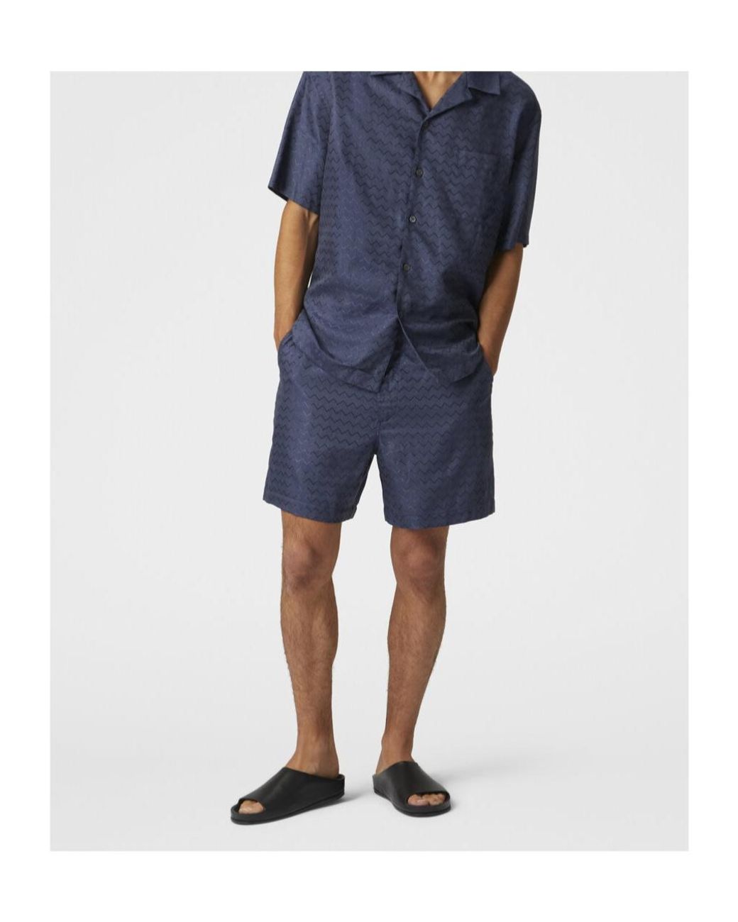 Missoni Blue Chevron-Pattern Tailored Shorts for men