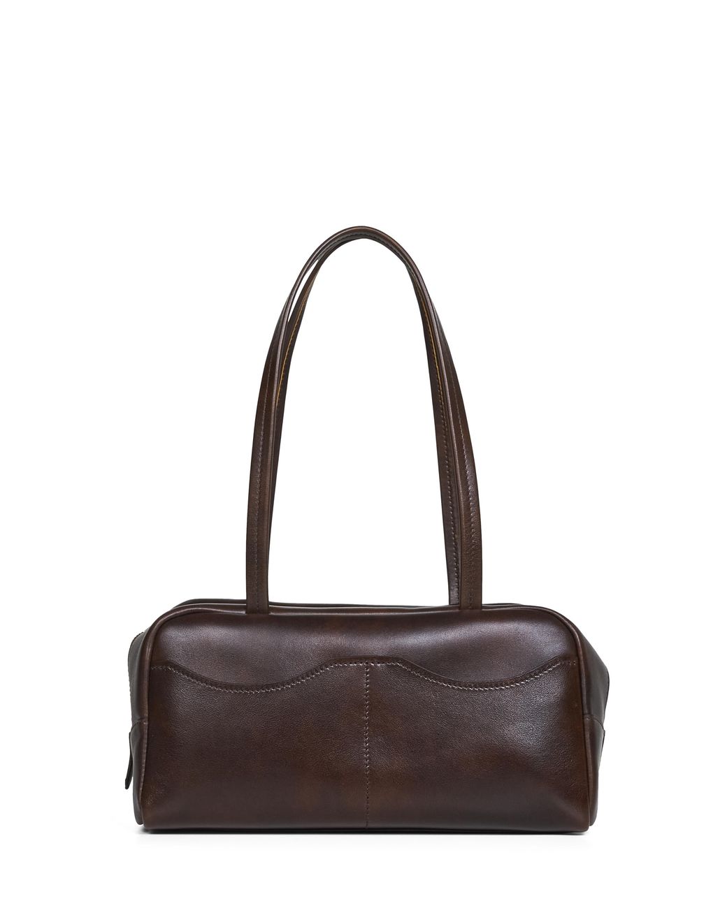Prada Brown Box Large Antiqued Leather Top-Handle Bag