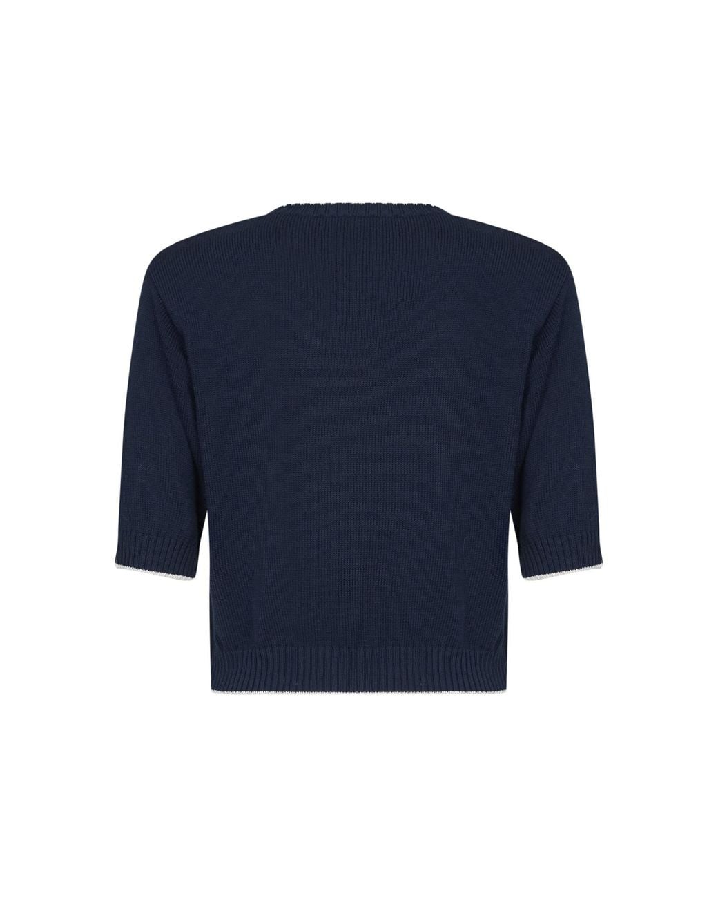 Weekend by Maxmara Blue Wkdfiacre Logo Intarsia Knitted Top