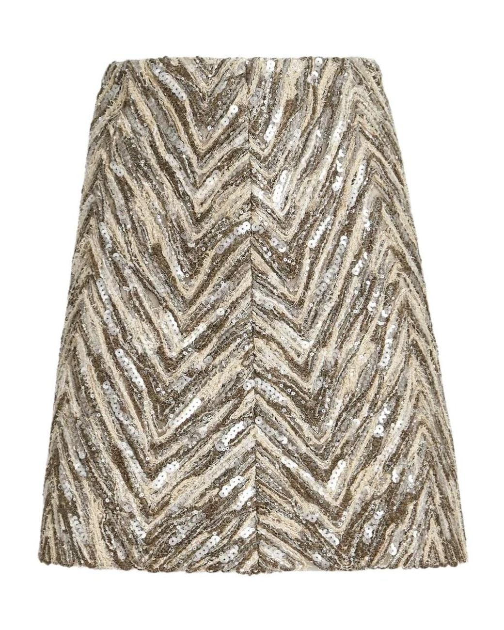Brunello Cucinelli Natural Sequin-Detail Mini Skirt