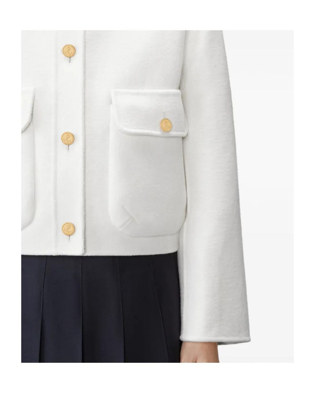 Thom Browne White Bell Sleeve Wool Jacket