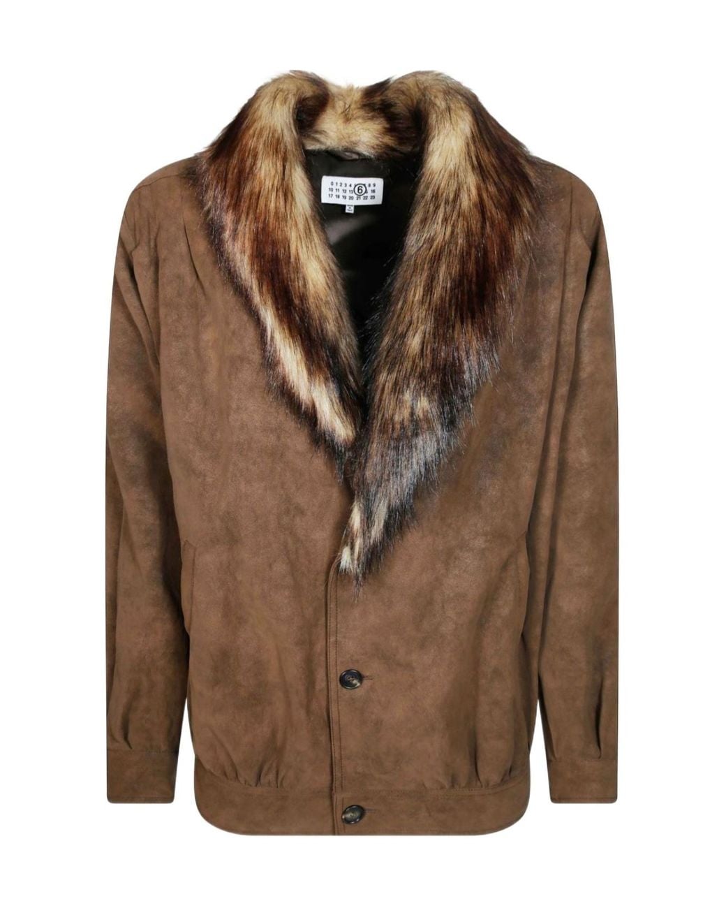 MM6 by Maison Margiela Brown Faux-Fur Collar Sports Jacket