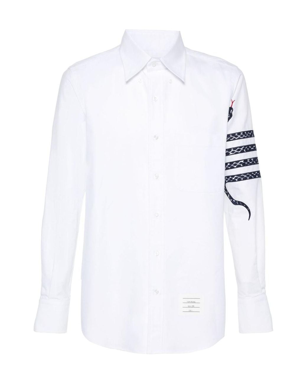 Thom Browne White Embroidered-Snake Cotton Shirt for men