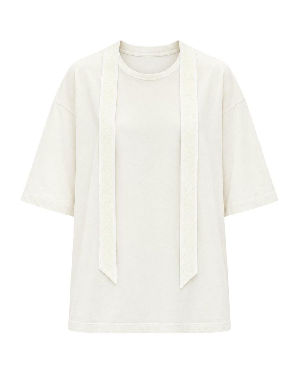 Ann Demeulemeester White Lace-Trim Jersey T-Shirt