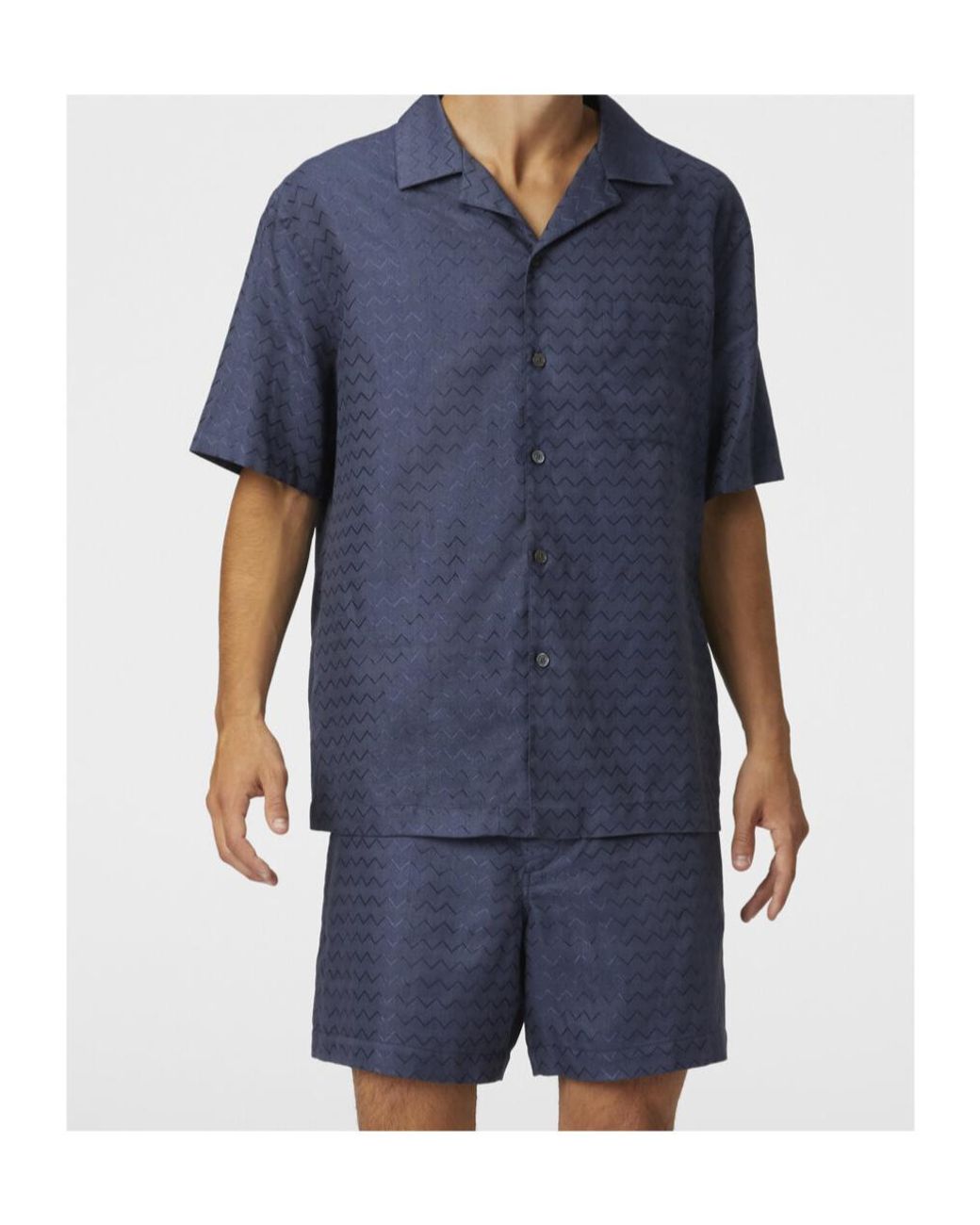Missoni Blue Chevron-Pattern Tailored Shorts for men