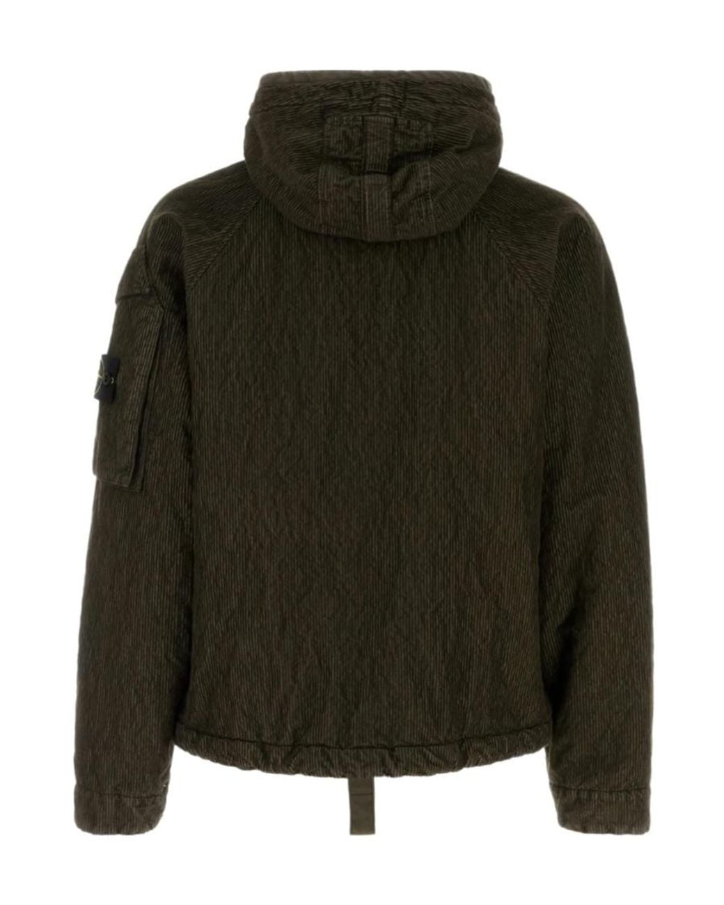 Stone Island Green Hooded Corduroy Jacket for men