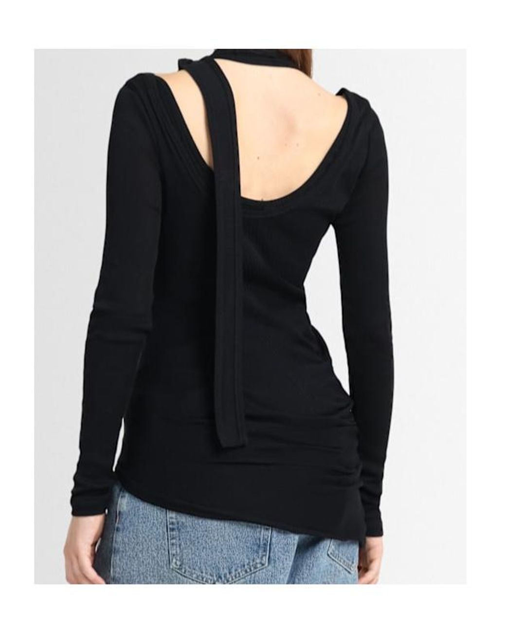 Jean Paul Gaultier Black Ribbed Cotton Twisted Double-Layer Top
