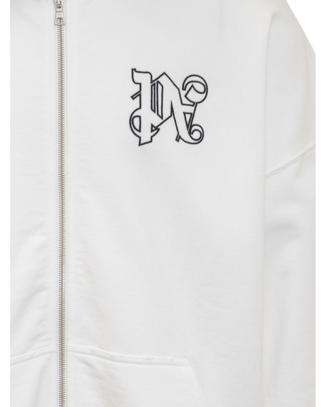 Palm Angels White Pa Monogram Zipped Hoodie for men