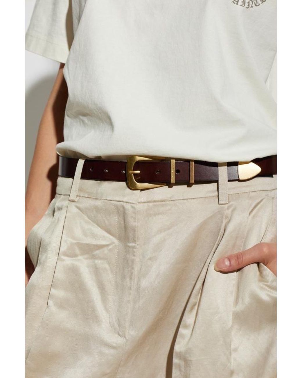 AllSaints White Buckle-Fastening Leather Belt