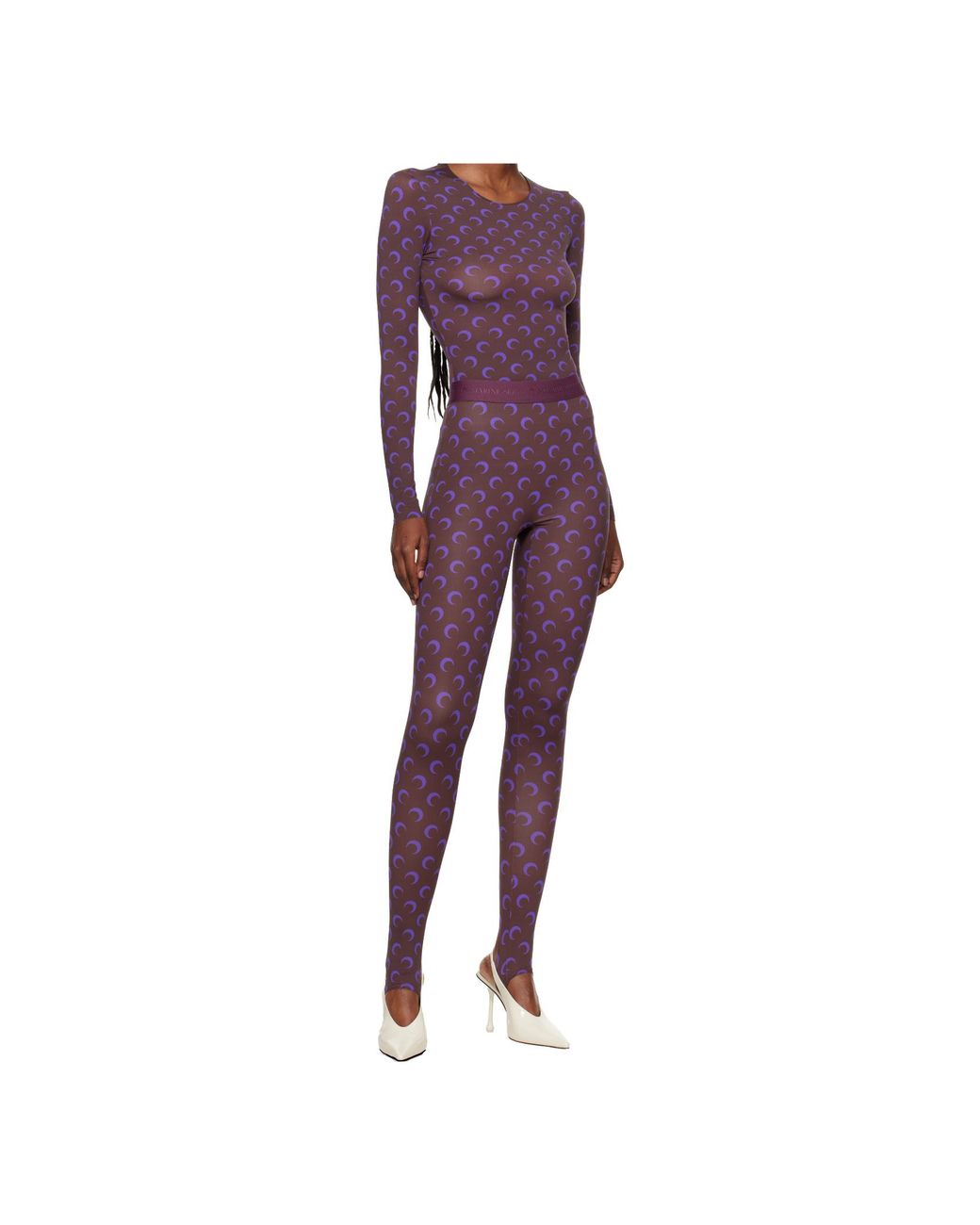 MARINE SERRE Purple Recycled Moon Jersey Stirrup Leggings