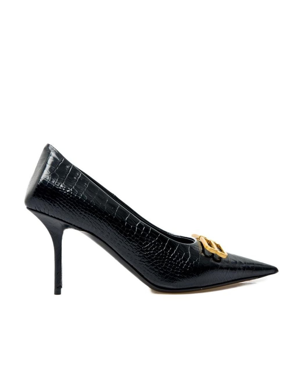Balenciaga Black Bb Logo Plaque Pointed Toe Pumps