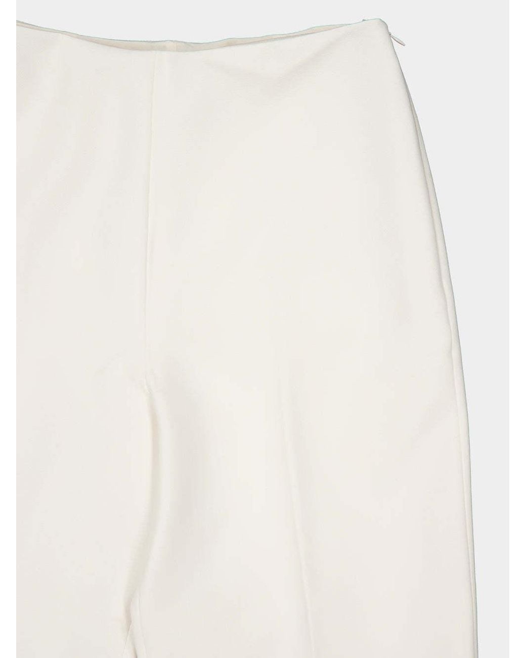 Roland Mouret White Cream Wide Fit Stretch Crepe Trousers