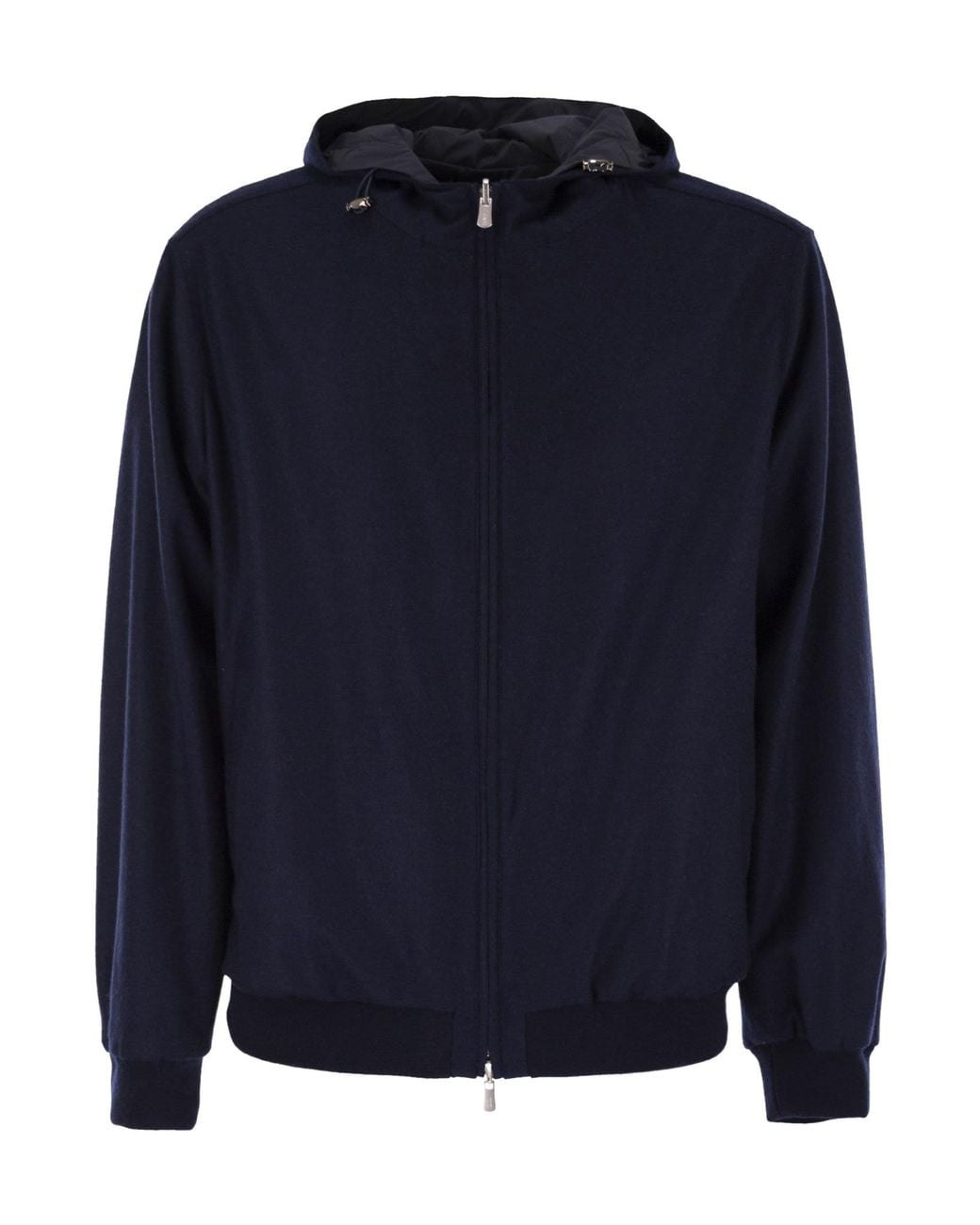 Fedeli Blue Reversible Hooded Bomber Jacket for men