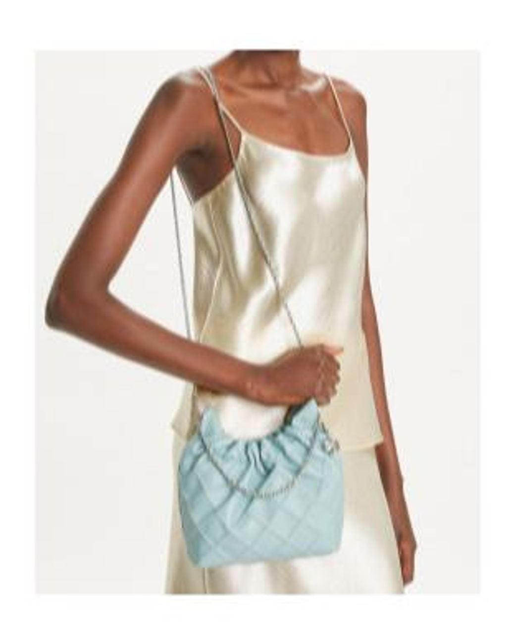 Tory Burch Blue Mini Fleming Drawstring Hobo Bag