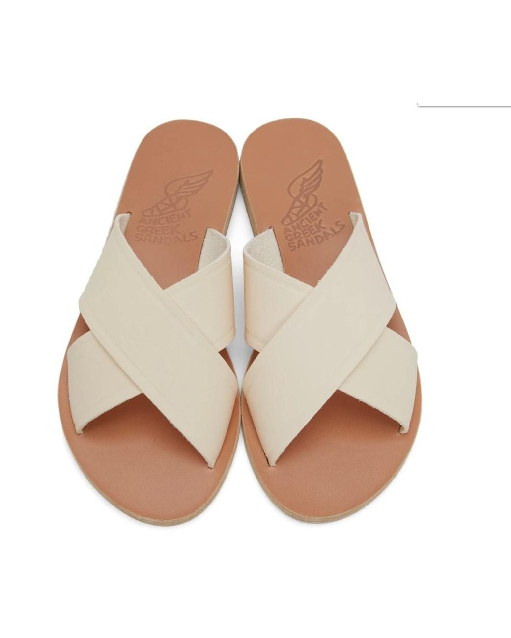 Ancient Greek Sandals White Thais Flat Leather Sandals