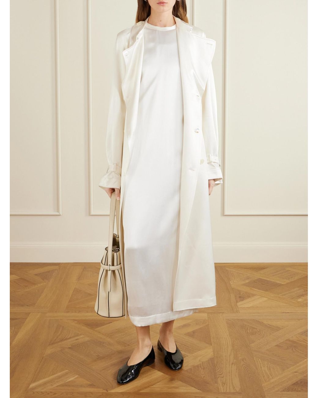 Totême  Natural Totême Double Breasted Belted Trench Coat