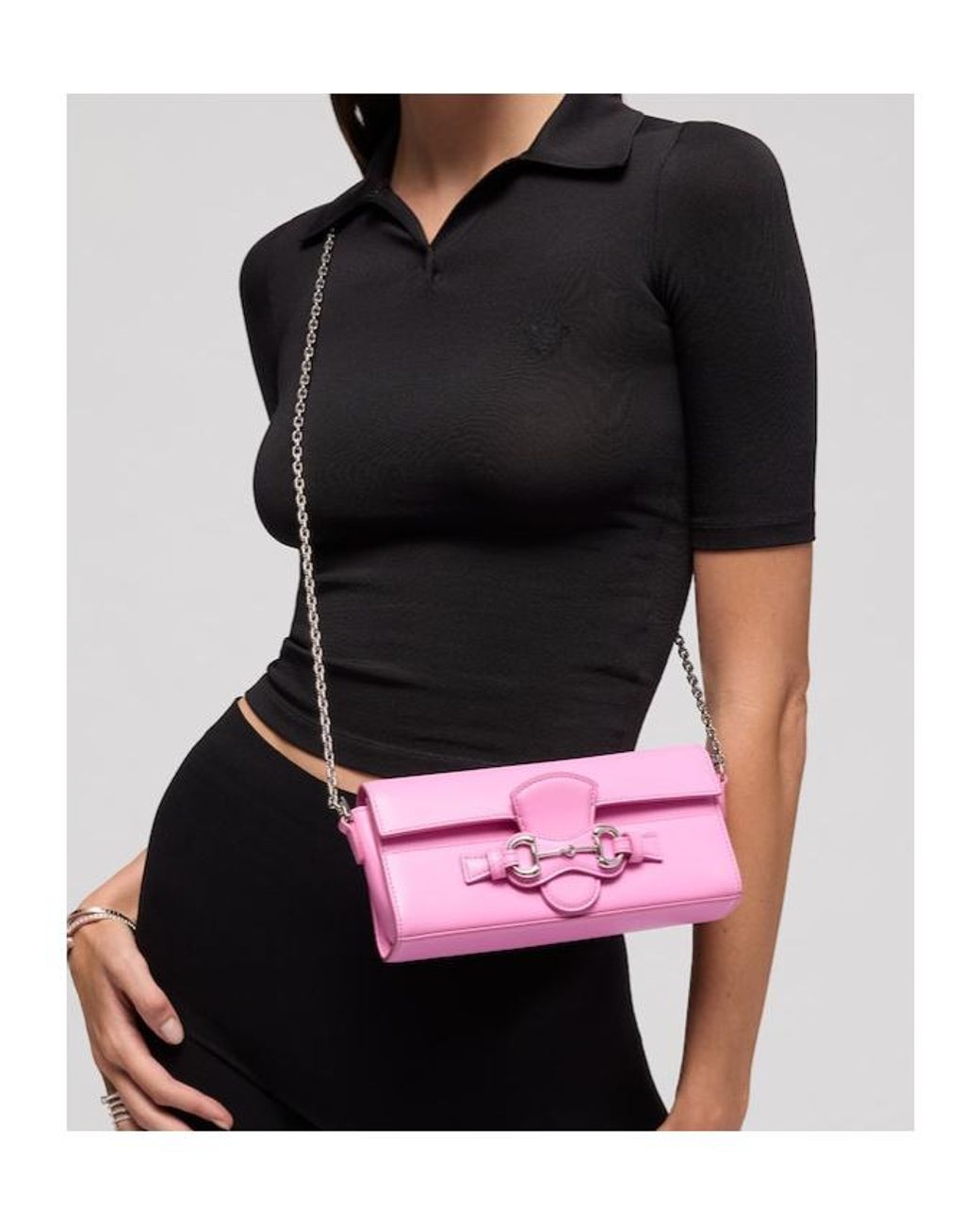 Gucci Pink Wallet On Chain With Horsebit