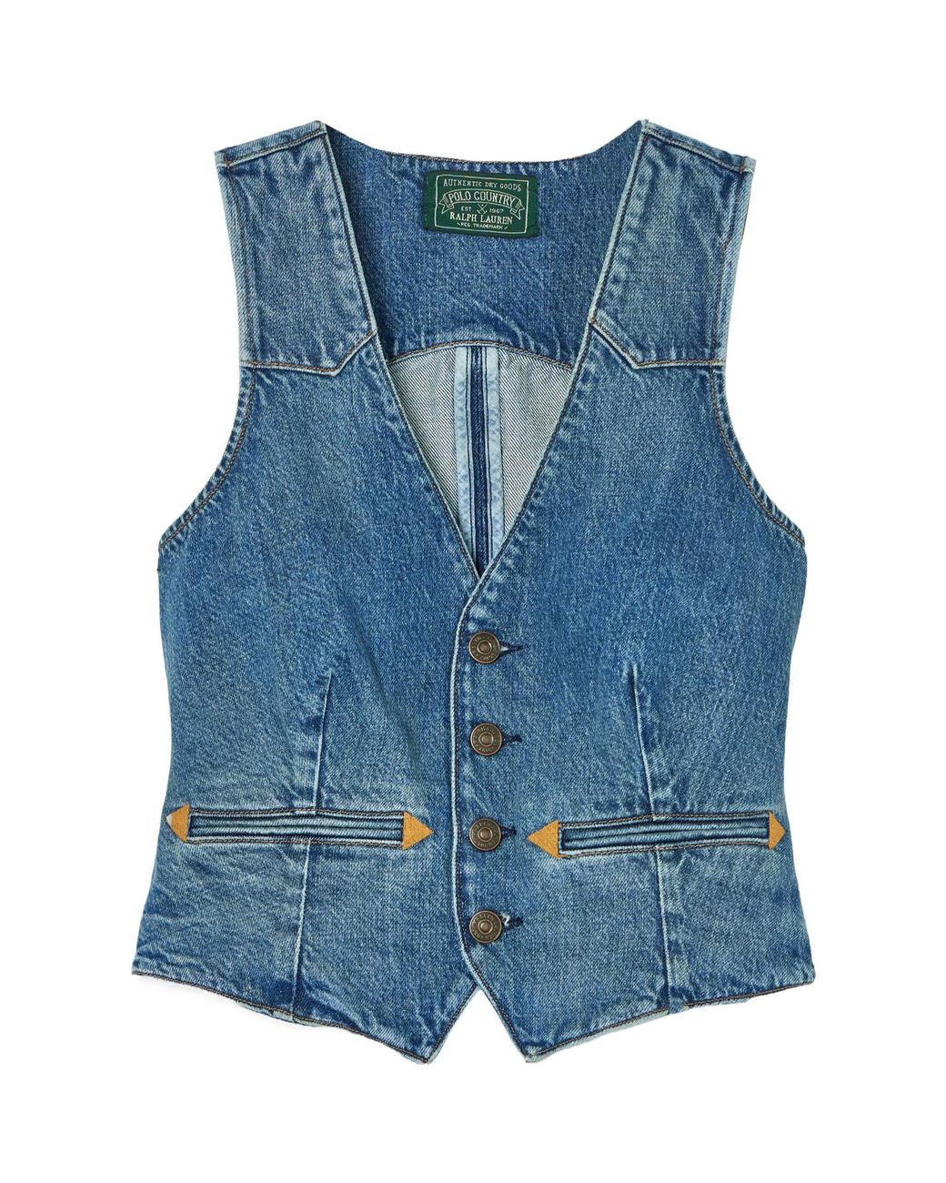 Polo Ralph Lauren Blue Embroidered Denim Vest