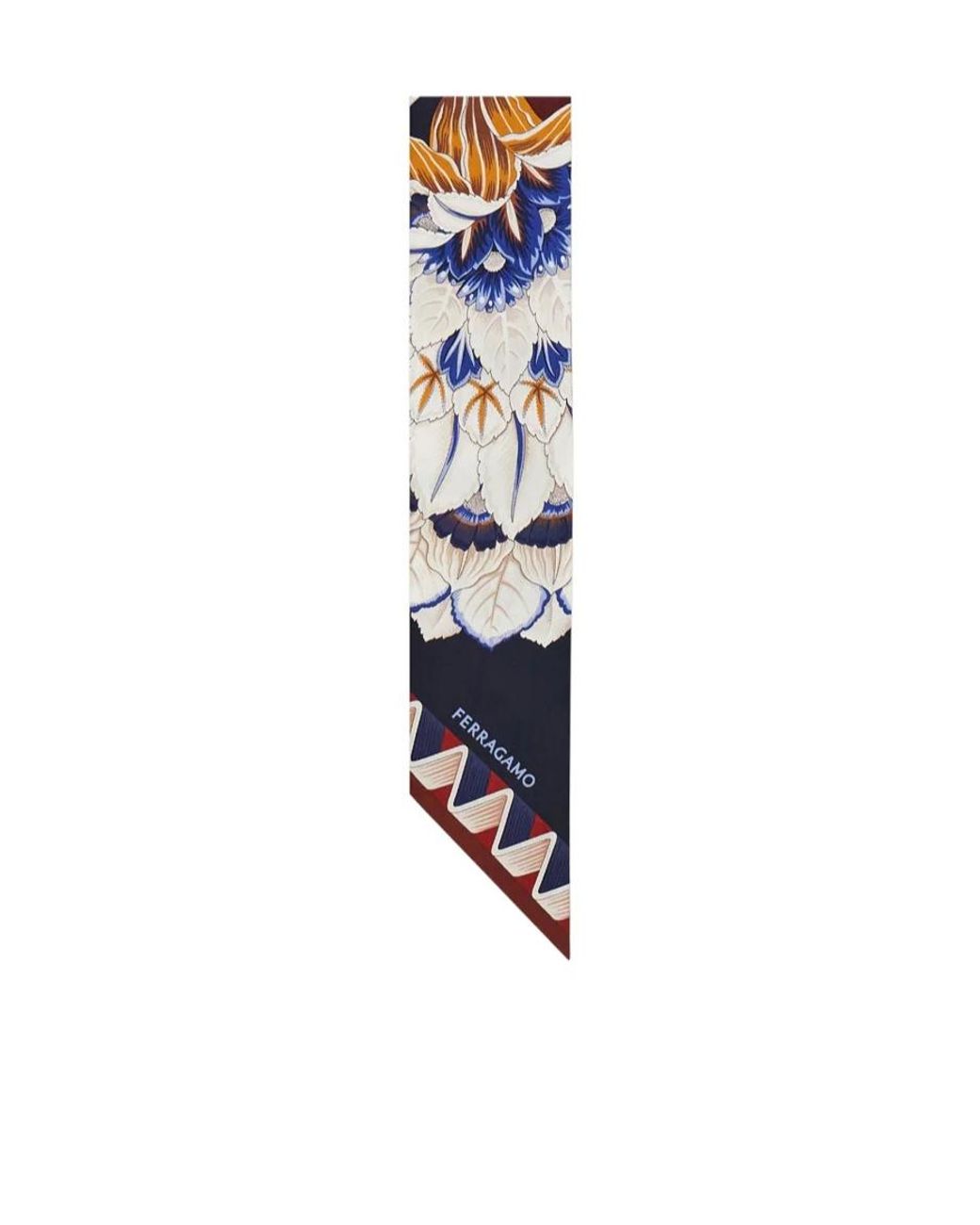 Ferragamo Blue Flowers And Butterflies Print Silk Mini Bandeau