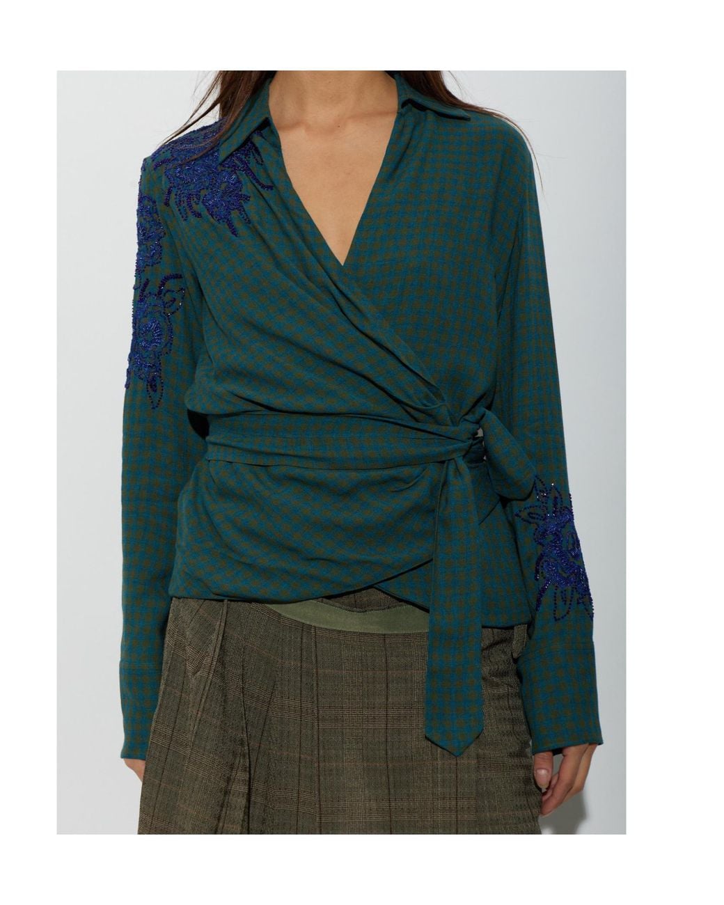 Dries Van Noten Green Long-Sleeved Shirt