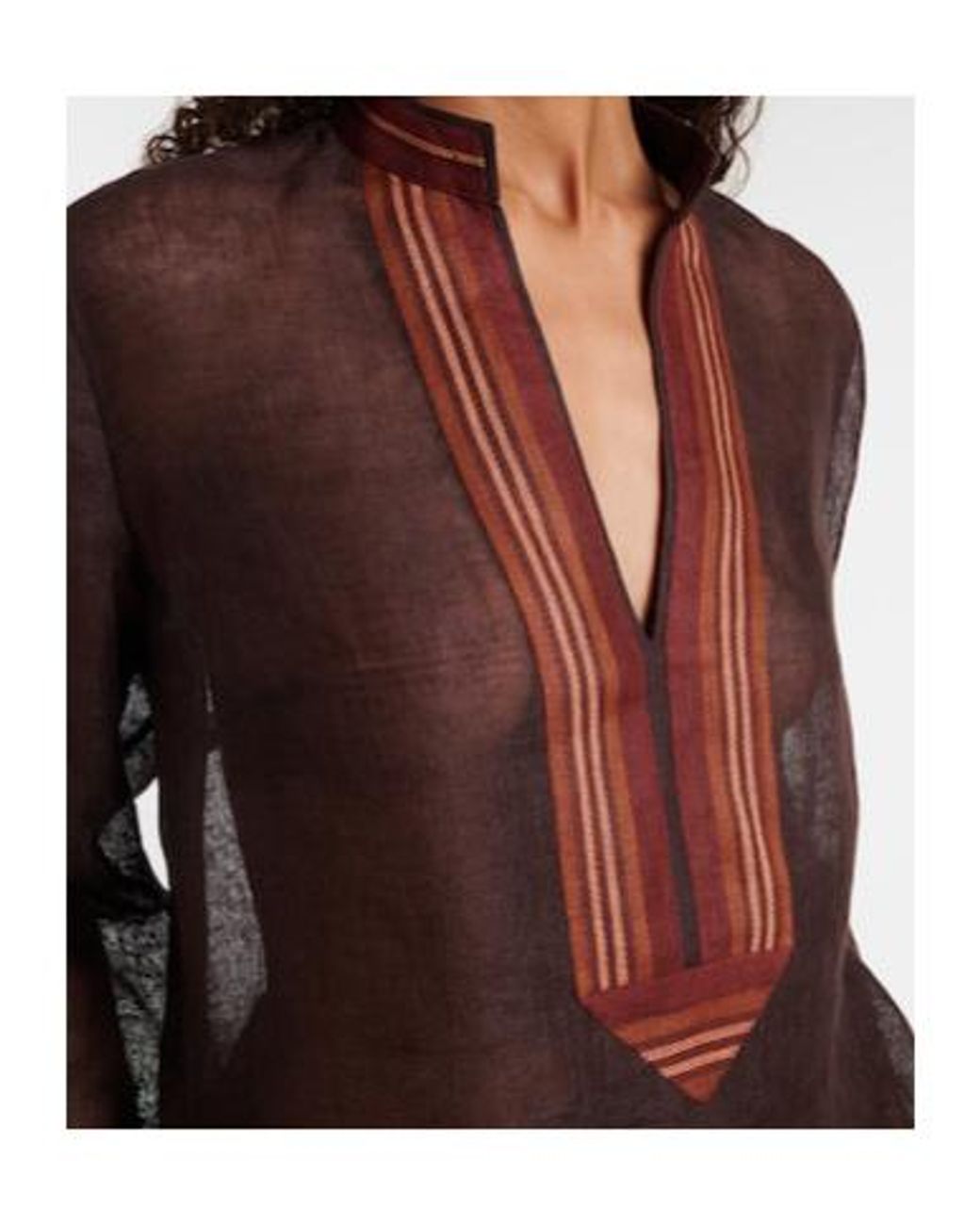 Tory Burch Purple Sheer Linen Kaftan