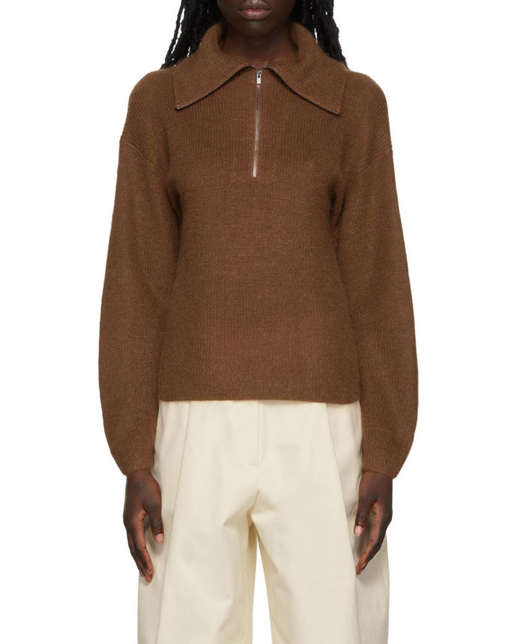 Vince Brown Half-Zip Pullover Jumper
