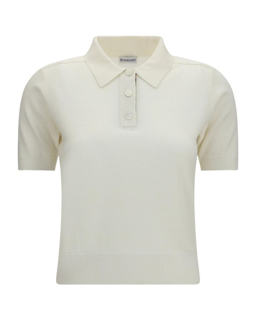 Burberry White Collared Short-Sleeve Knit Shirt
