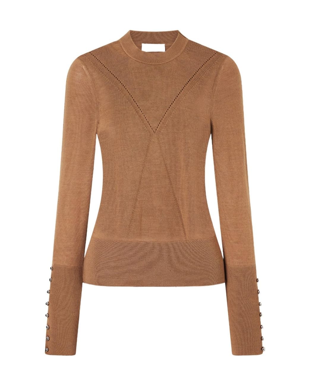 Rabanne Brown Embellished Wool And Silk-Blend Sweater