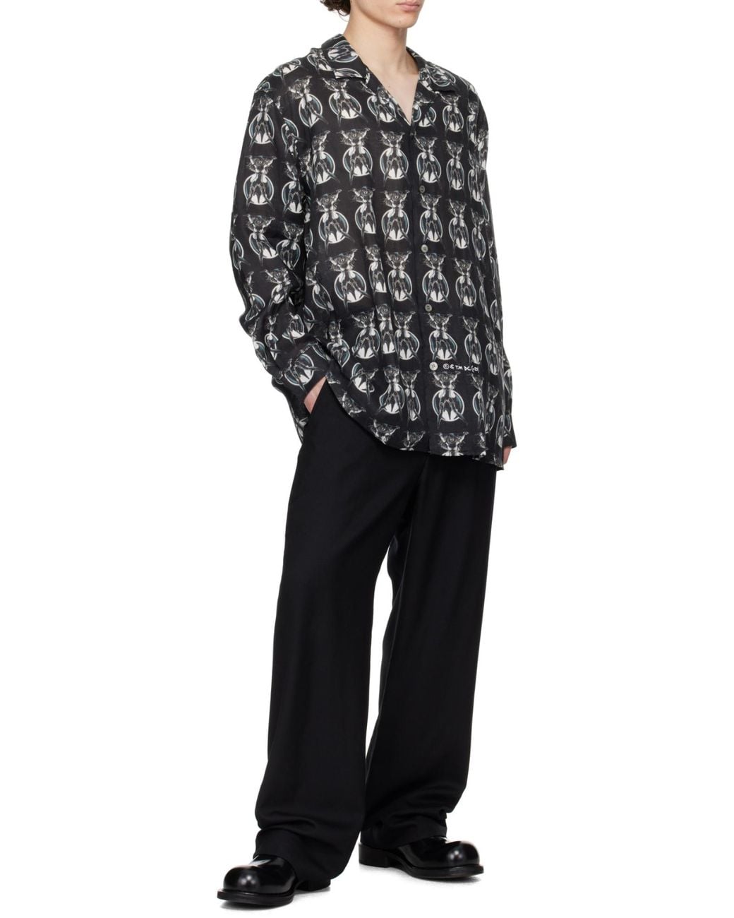 Acne Black All Over Graphic Print Shirt for men