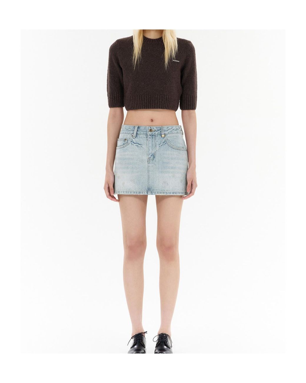 we11done Brown Round-Neck Wool Sweater