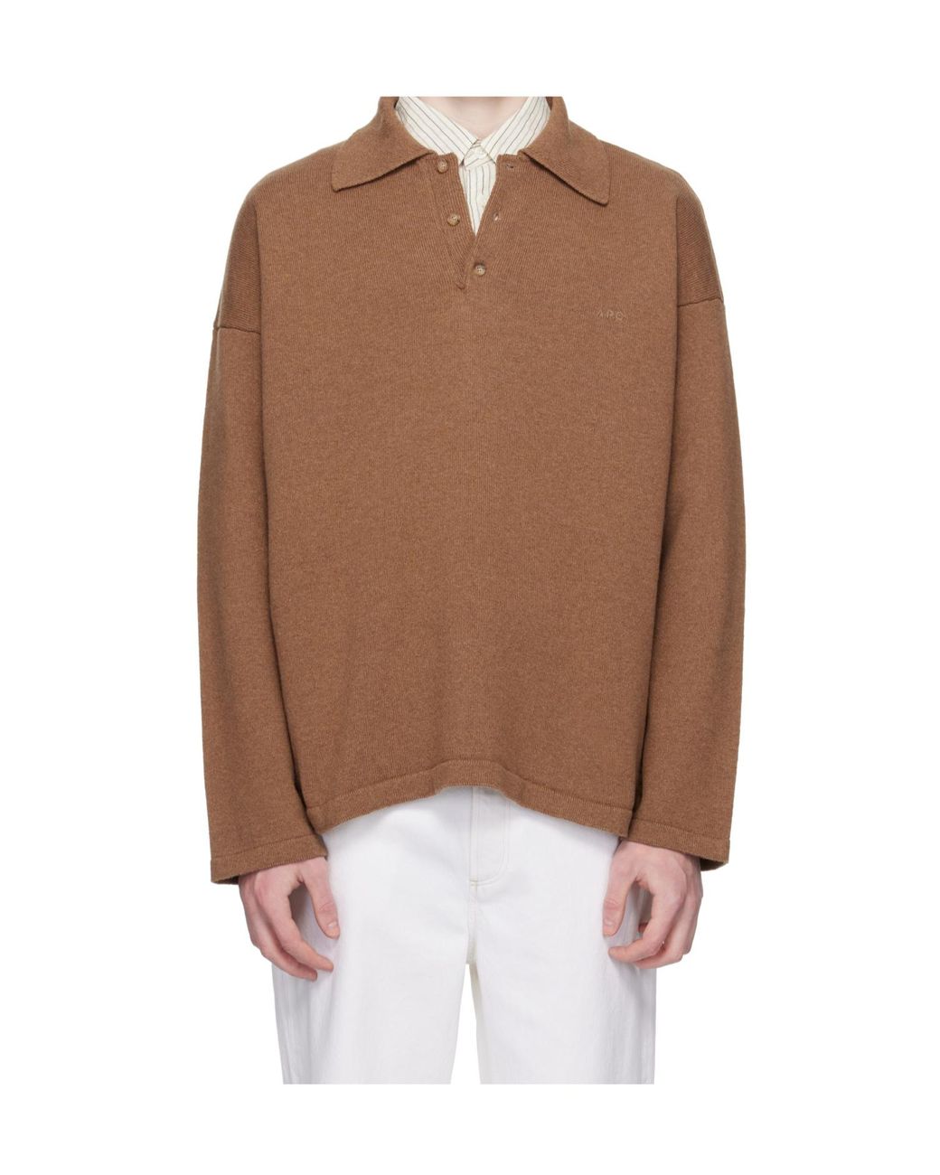 A.P.C. Brown Wool Polo Shirt for men