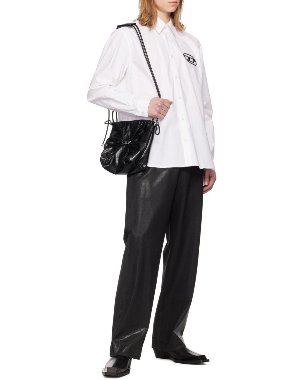 DIESEL Black Scrunch-D Drawstring Bucket Bag
