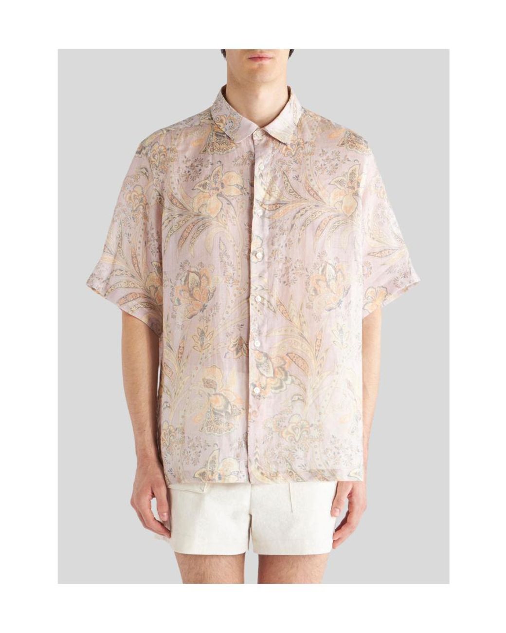 Etro White Paisley Bandana Printed Short Sleeved Shirt for men