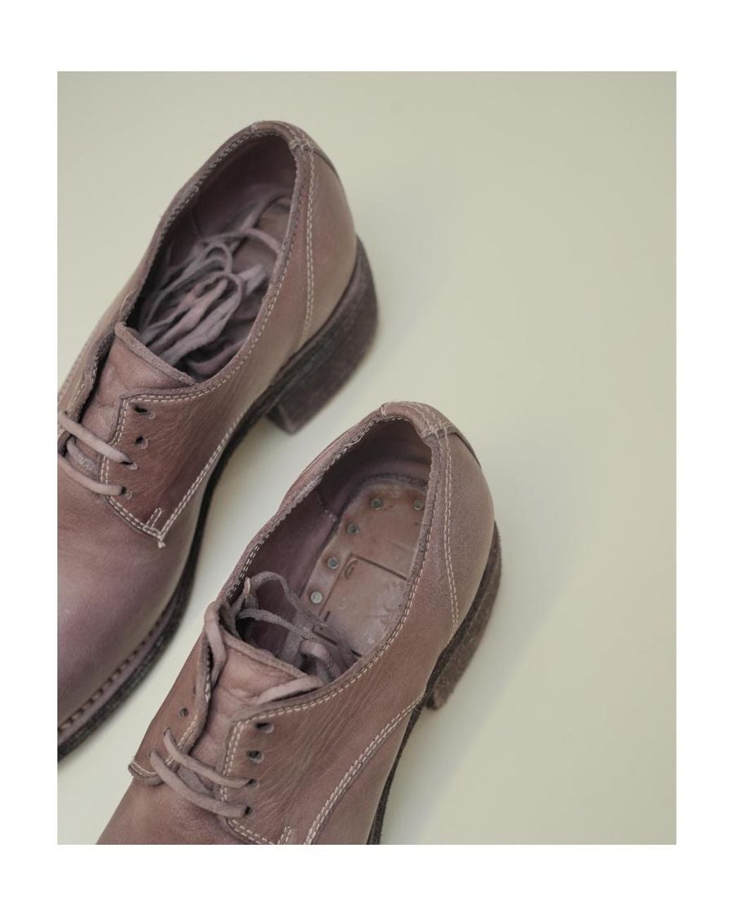 Guidi Brown Tie Business Dress Shoes With Thick Heels