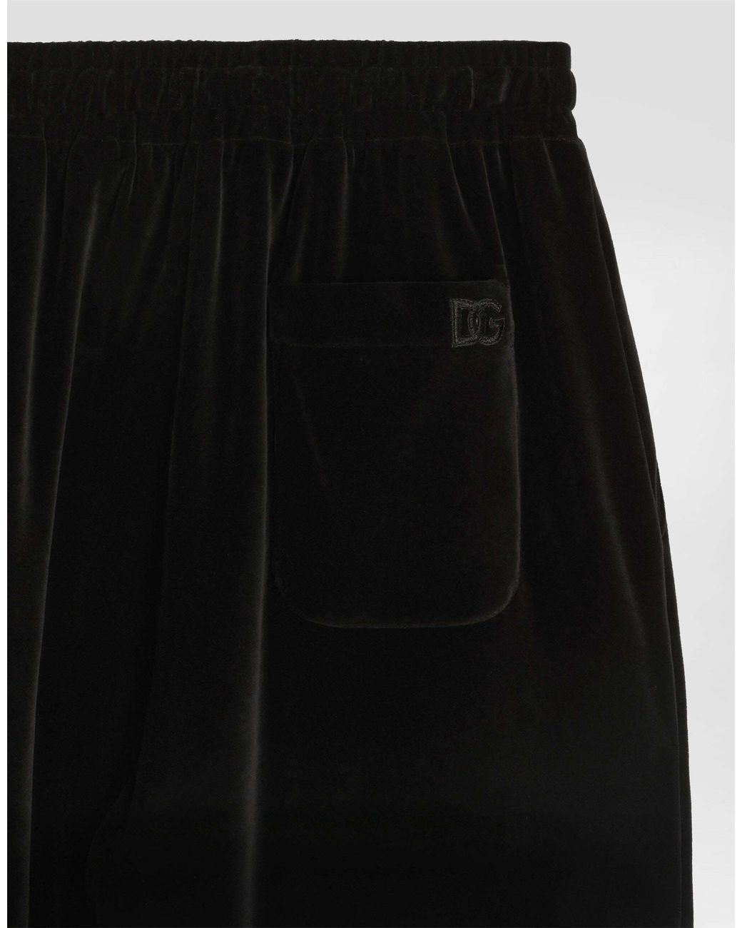 Dolce & Gabbana Black Straight Leg Velvet Trousers