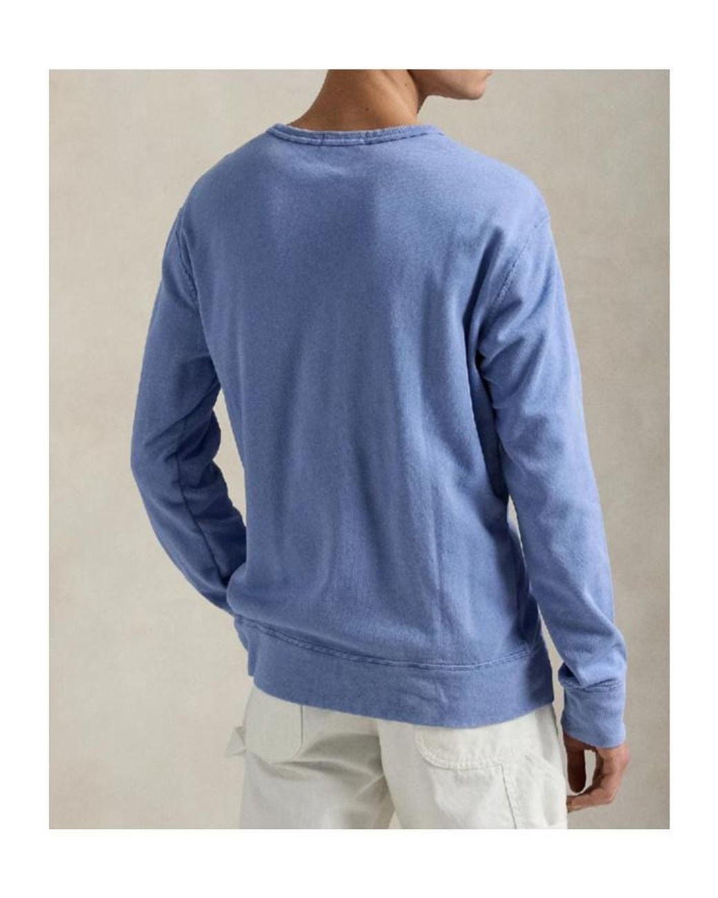 Polo Ralph Lauren Blue Logo Embroidered Crewneck Sweatshirt for men