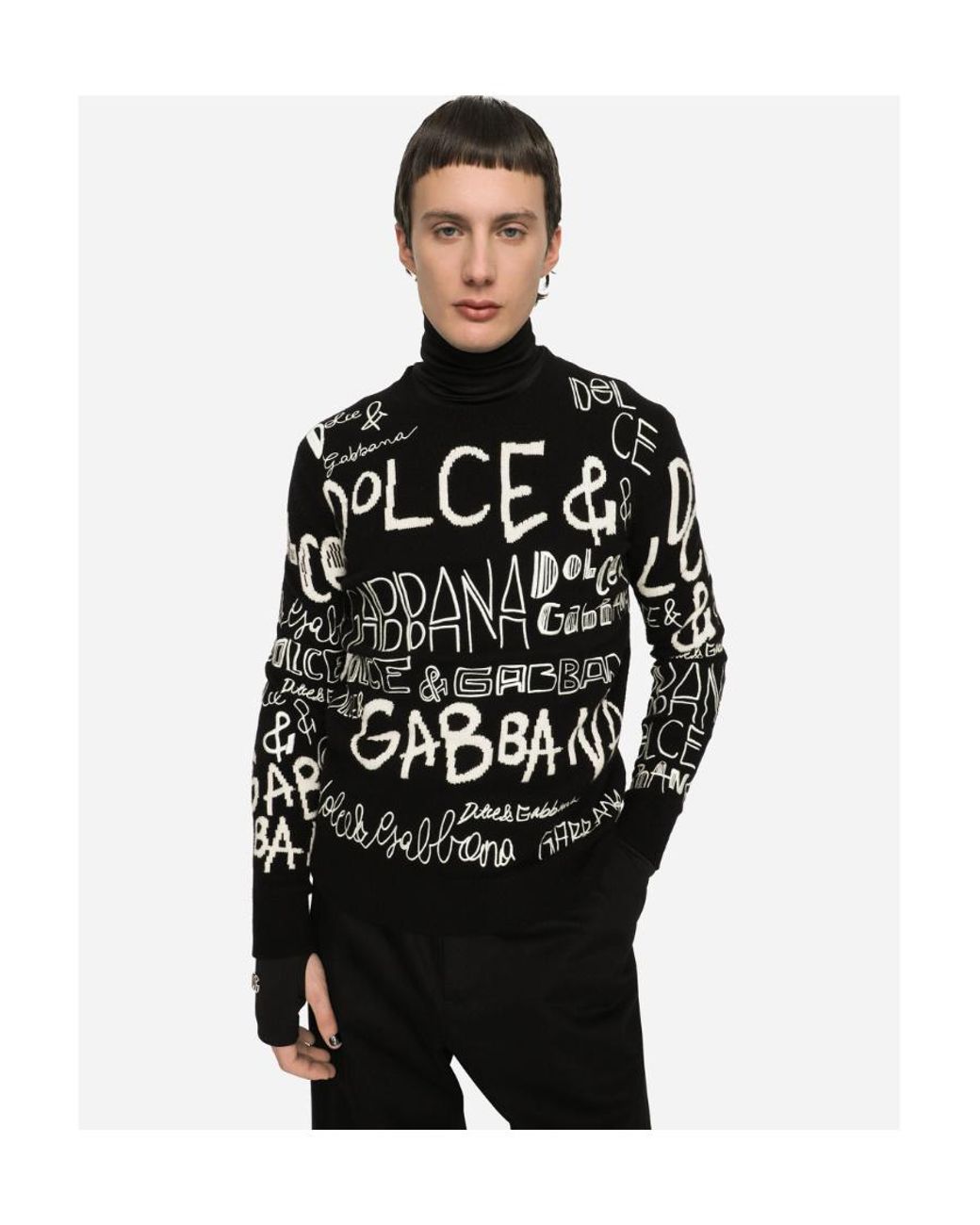 Dolce & Gabbana Black Logo-Detail Crew-Neck Jumper for men