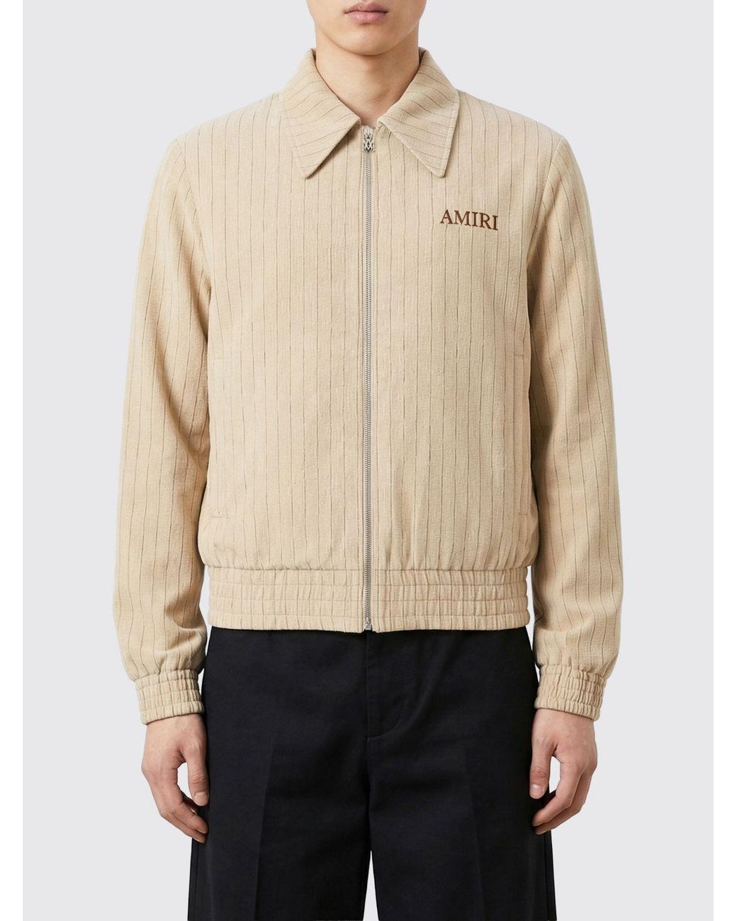 Amiri Natural Pinstripe Zip-Up Jacket for men