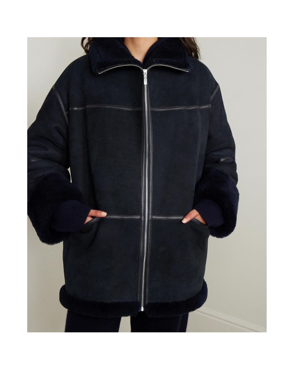 Totême  Black Long Sleeve Leather Jacket