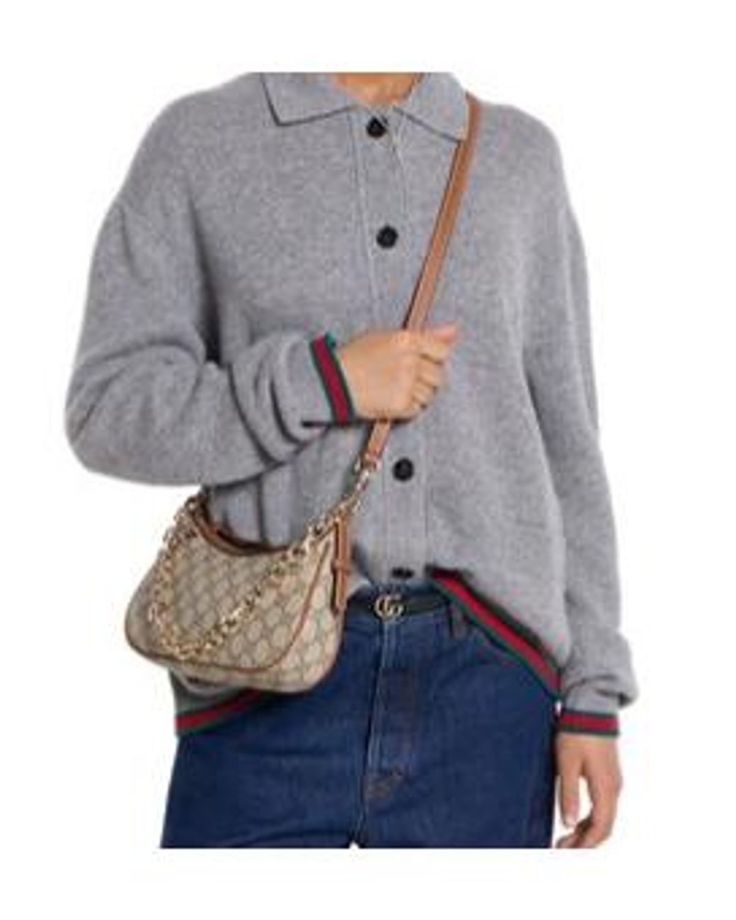 Gucci Gray Gg Emblem Small Shoulder Bag