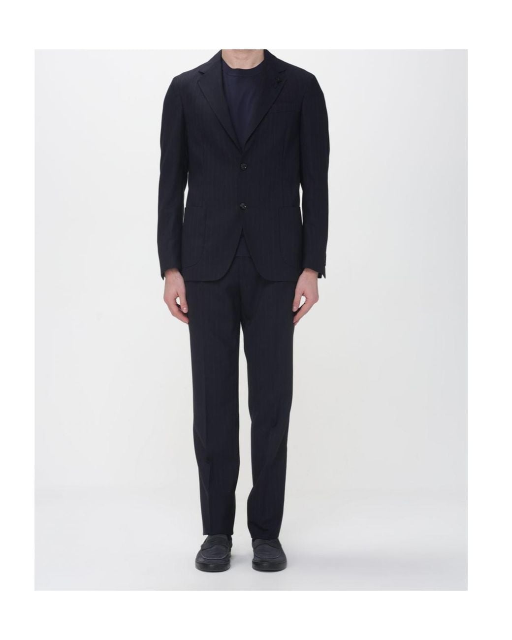 Lardini Blue Striped Single-Breasted Suit Set for men