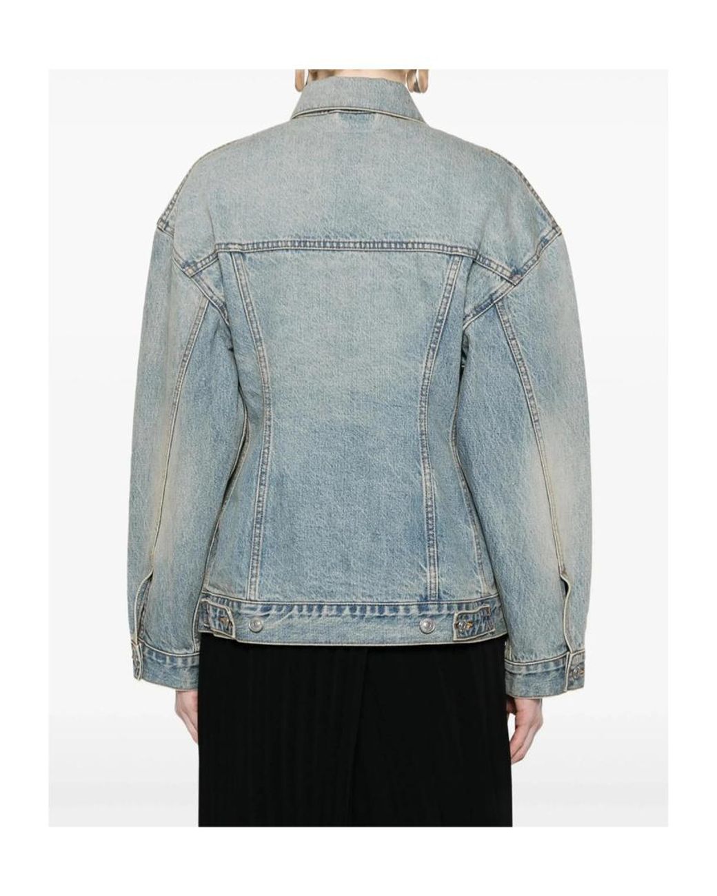 Balenciaga Blue Collared Button-Up Denim Jacket