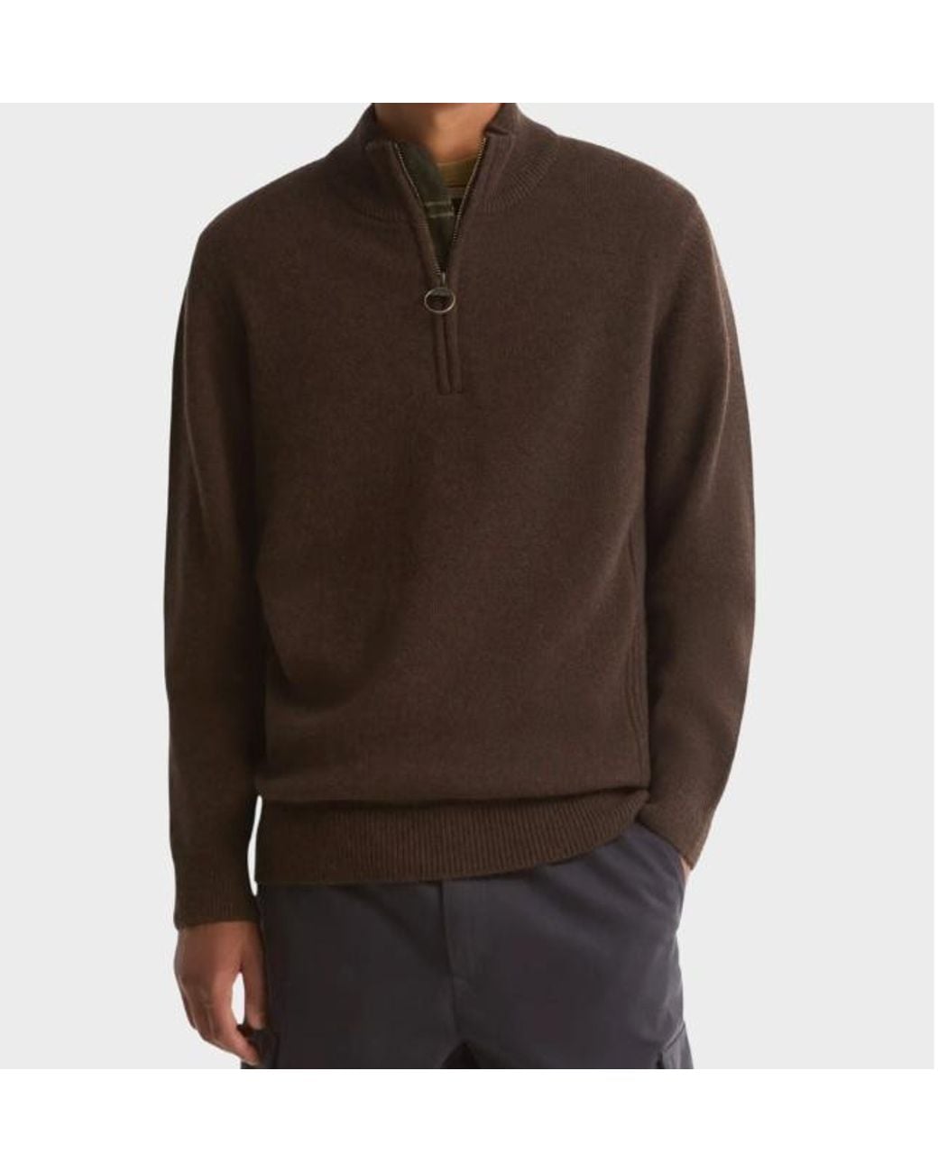 Barbour Black Holden Tartan-Patch Half-Zip Sweater for men