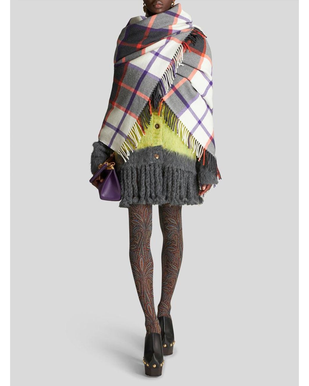 Etro Yellow Crewneck Long-Sleeved Cardigan