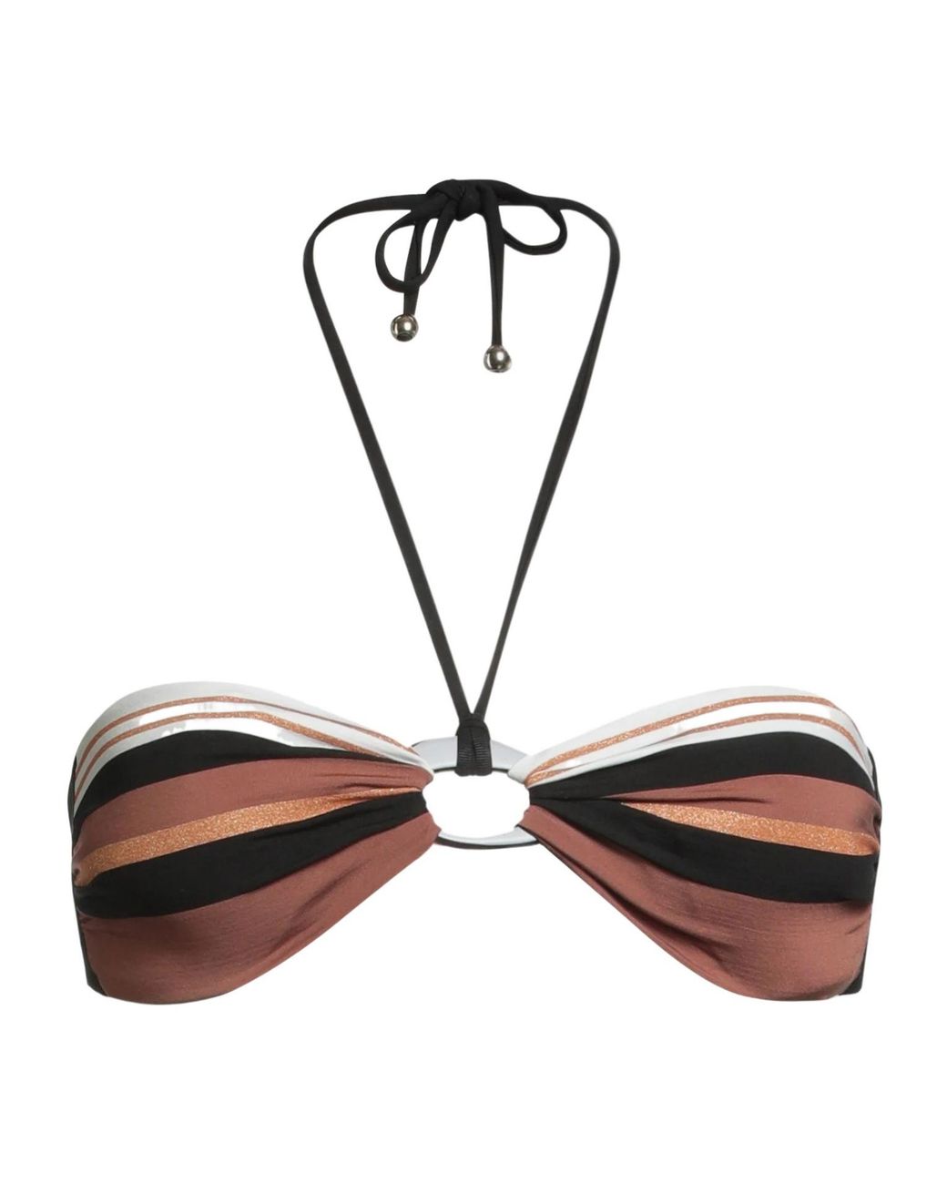 Max Mara Black Striped Bandeau Bikini