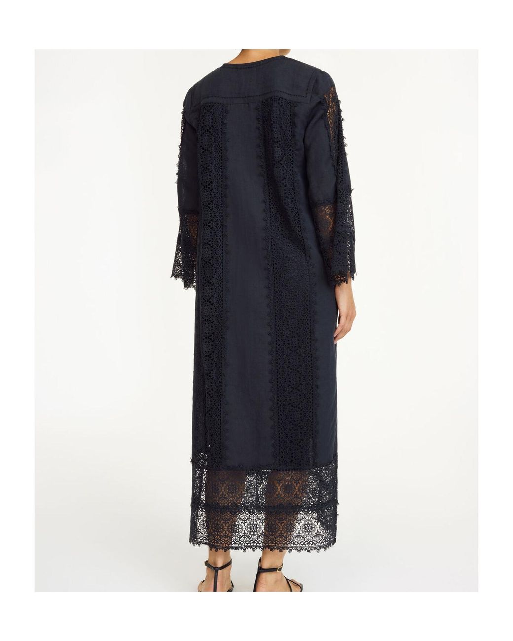 By Malene Birger Black Lace-Panel Midi Dress